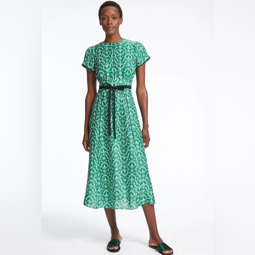 Cefinn Rosie Poplin Midi Dress in Green US Size 12 - Picture 2 of 11